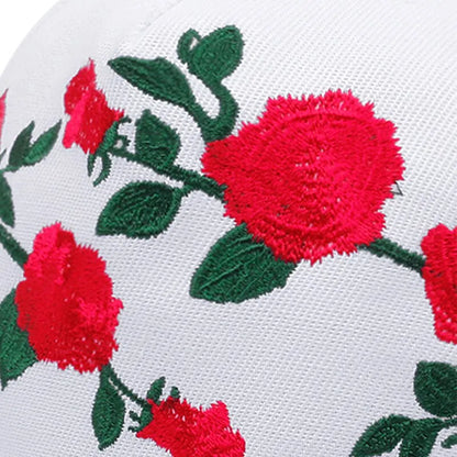 Rose Embroidered Hip Hop Baseball Hat