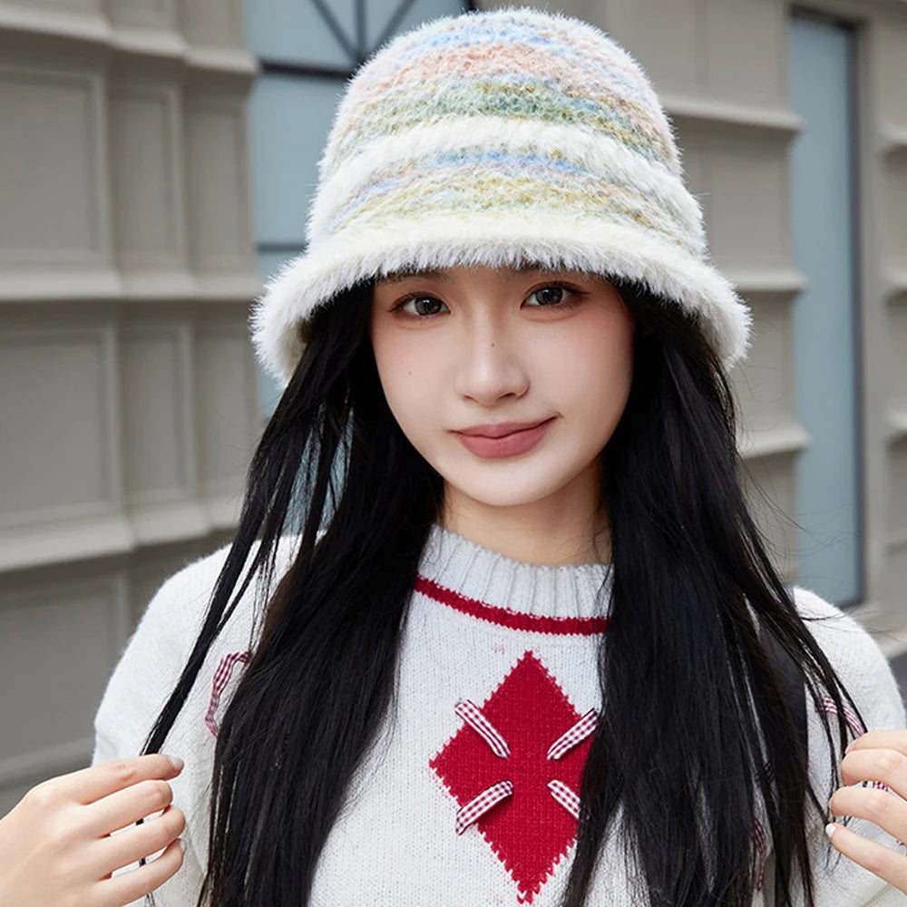 Gradient Plush Earflap Winter Bucket Hat