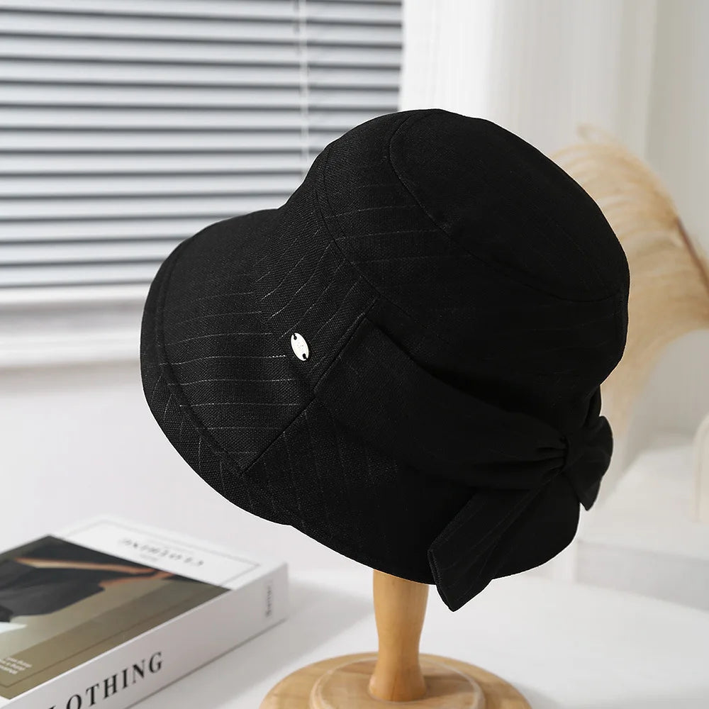 Women's Bucket Hat With Bow Solid