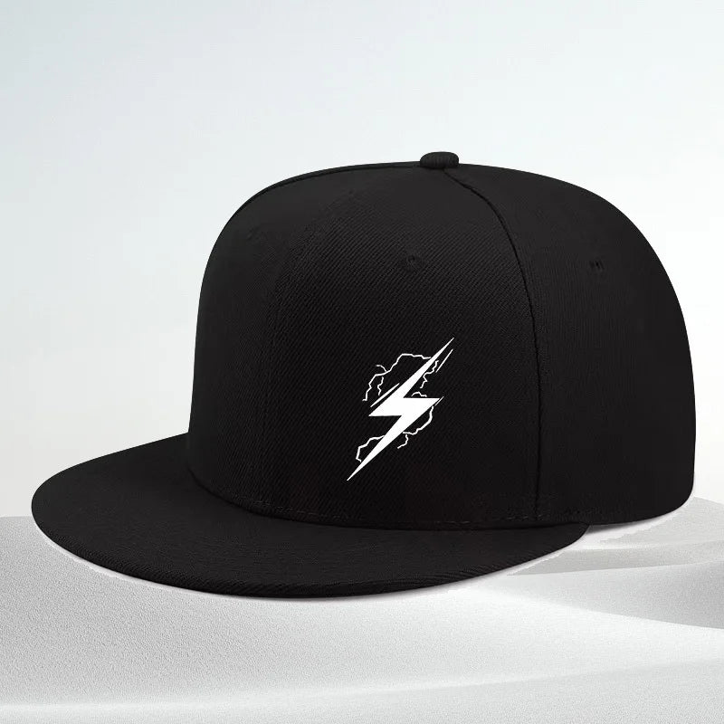 Lightning Bolt Graphic Flat Brim Snapback Cap