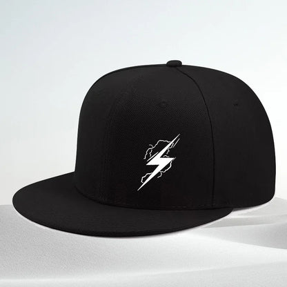 Lightning Bolt Graphic Flat Brim Snapback Cap