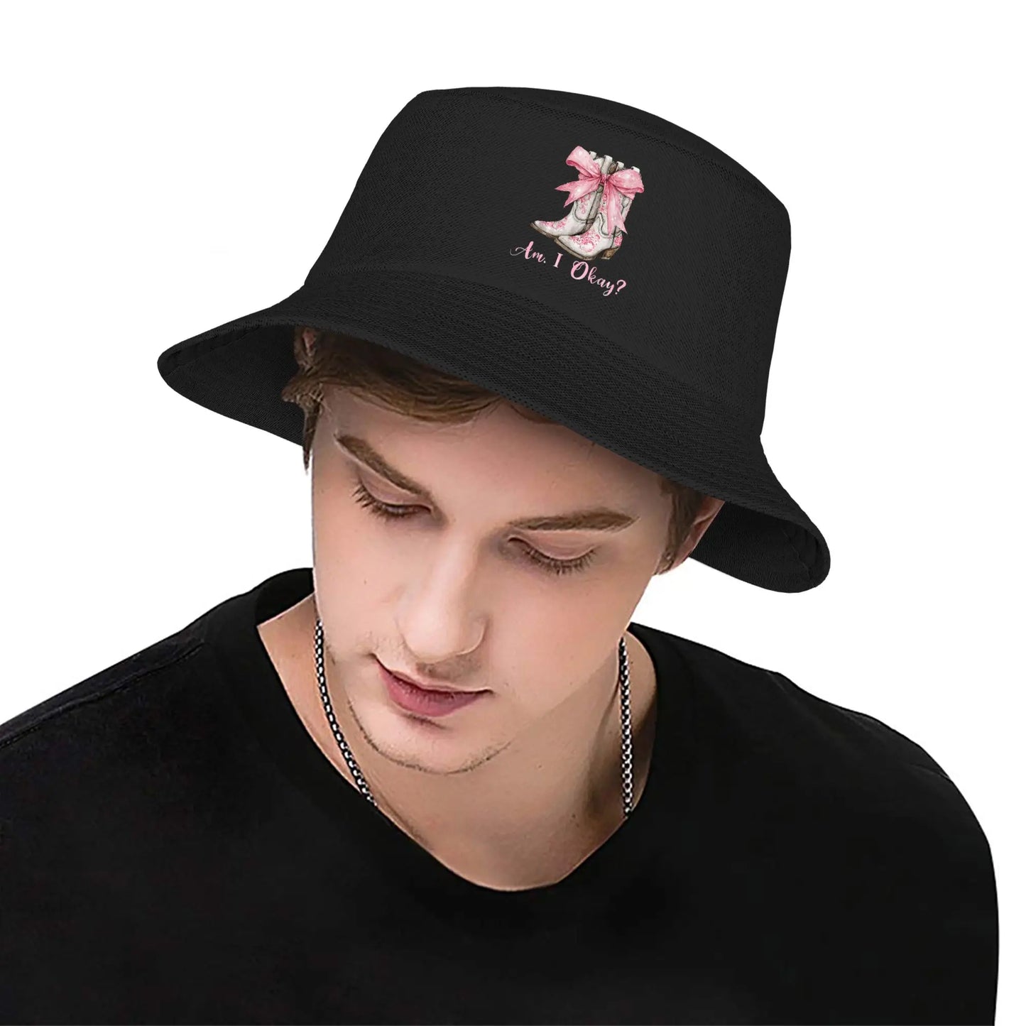 Am I Okay Western Cowgirl Bow Bucket Hat