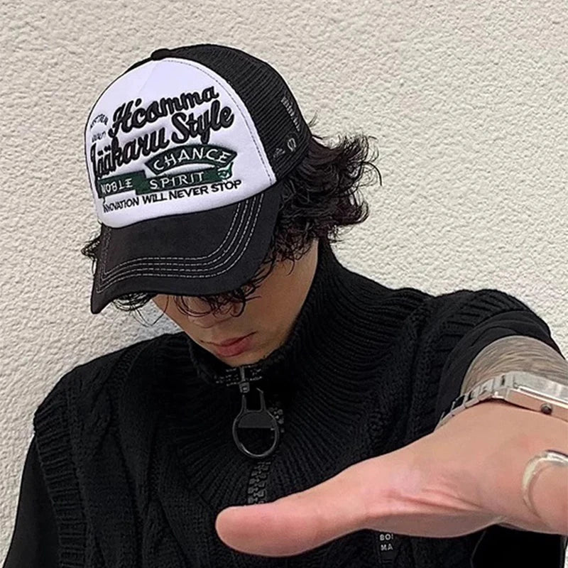 American Vintage Embbroidered Letter Trucker Baseball Cap