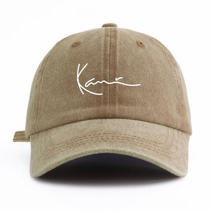 K Print Minimalist Retro Washed Baseball Cap