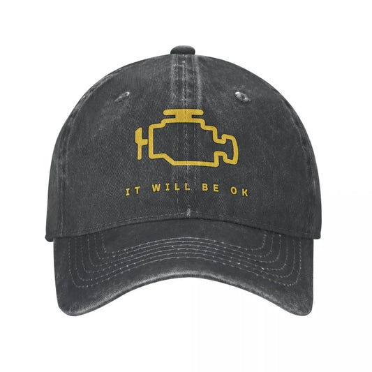 Mechanic Check Engine Light Washed Baseball Cap