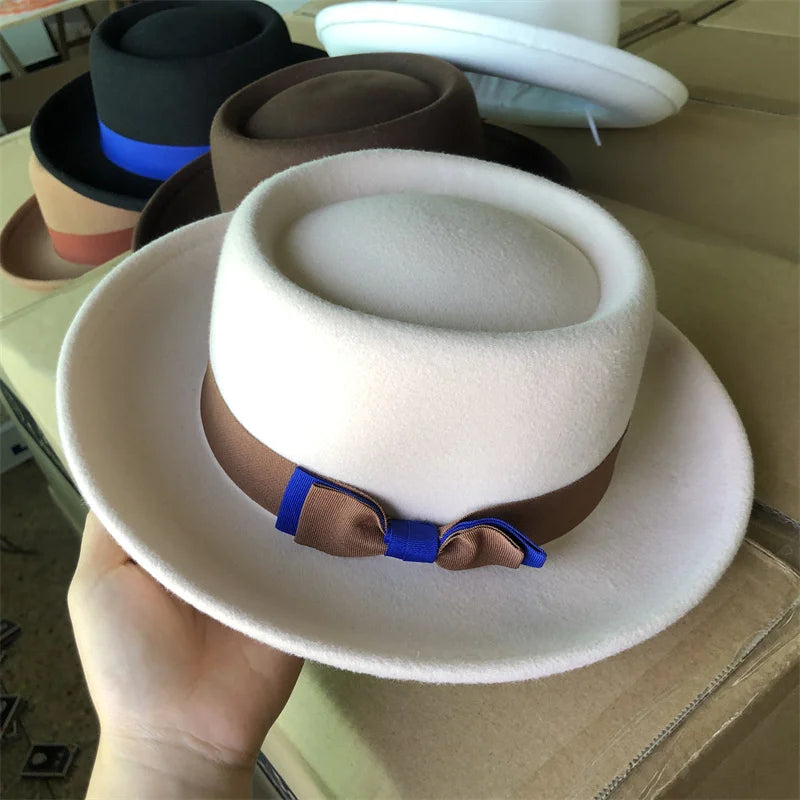 Men Women Autumn Winter Pork Pie Fedora Jazz Hat