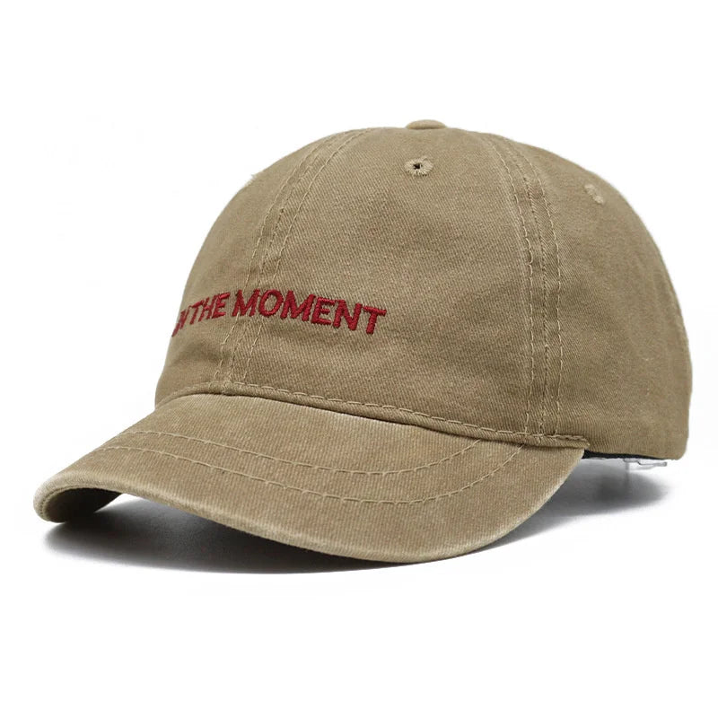 Letter Embroidery Short Brim Washed Baseball Cap