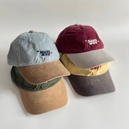 Sun Day Letter Embroidered Cotton Snapback Baseball Hat