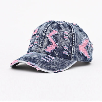 Retro Frayed Denim Adjustable Distressed Baseball Cap