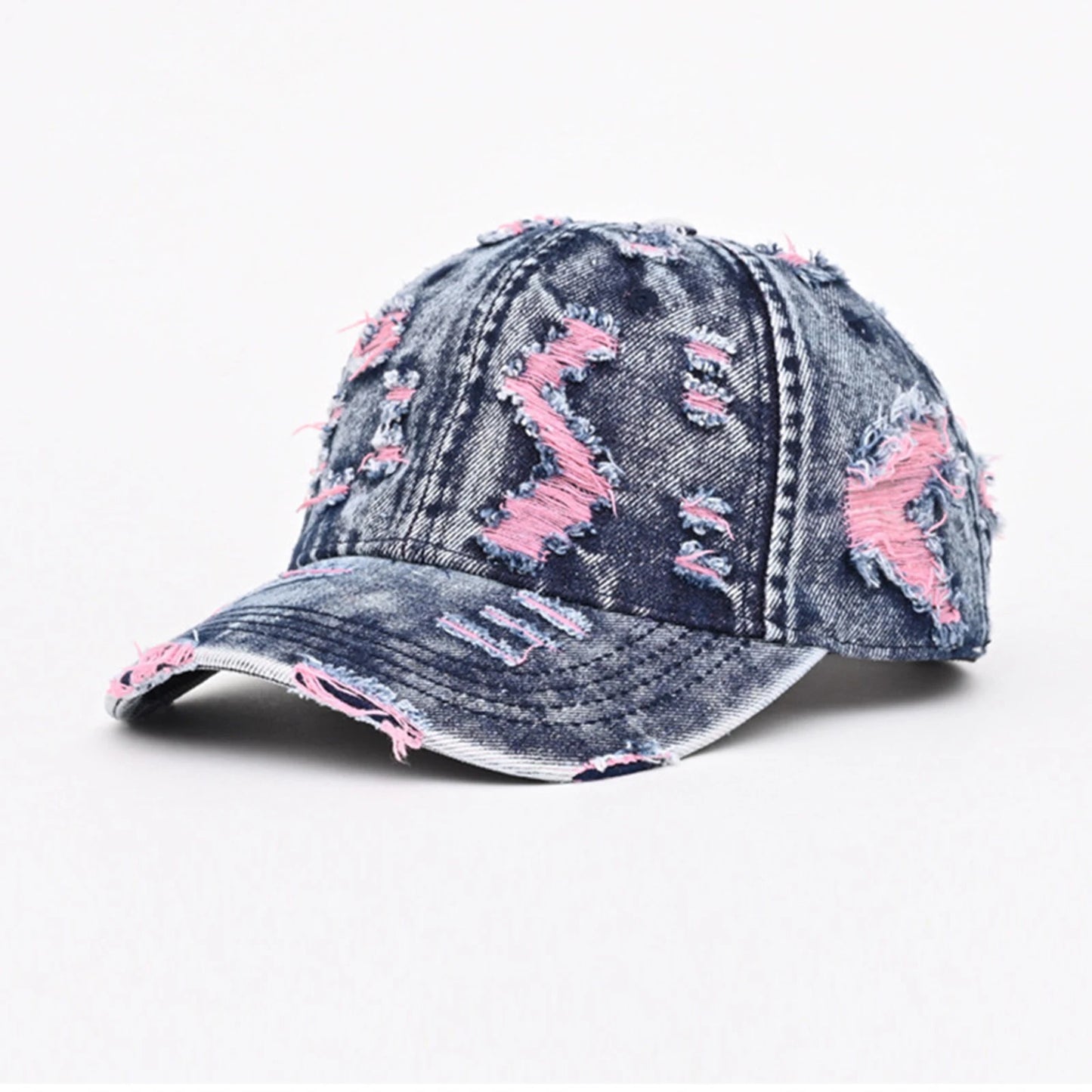 Retro Frayed Denim Adjustable Distressed Baseball Cap