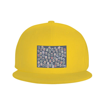 Blue Mahjong Tile Game Pattern Snapback Cap