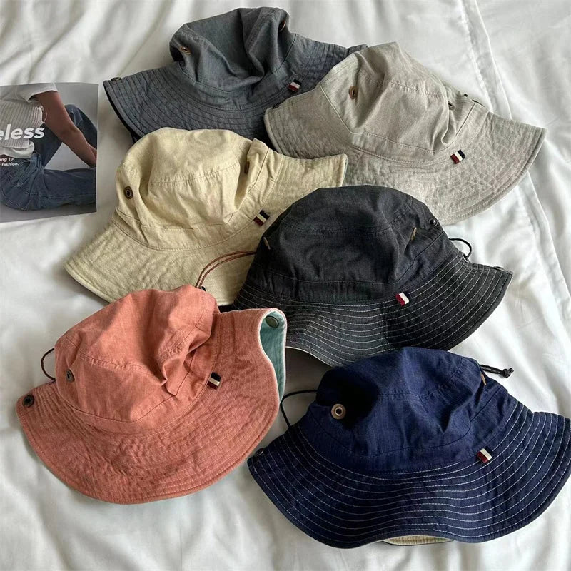 Unisex Solid Color Cotton Summer Bucket Hat
