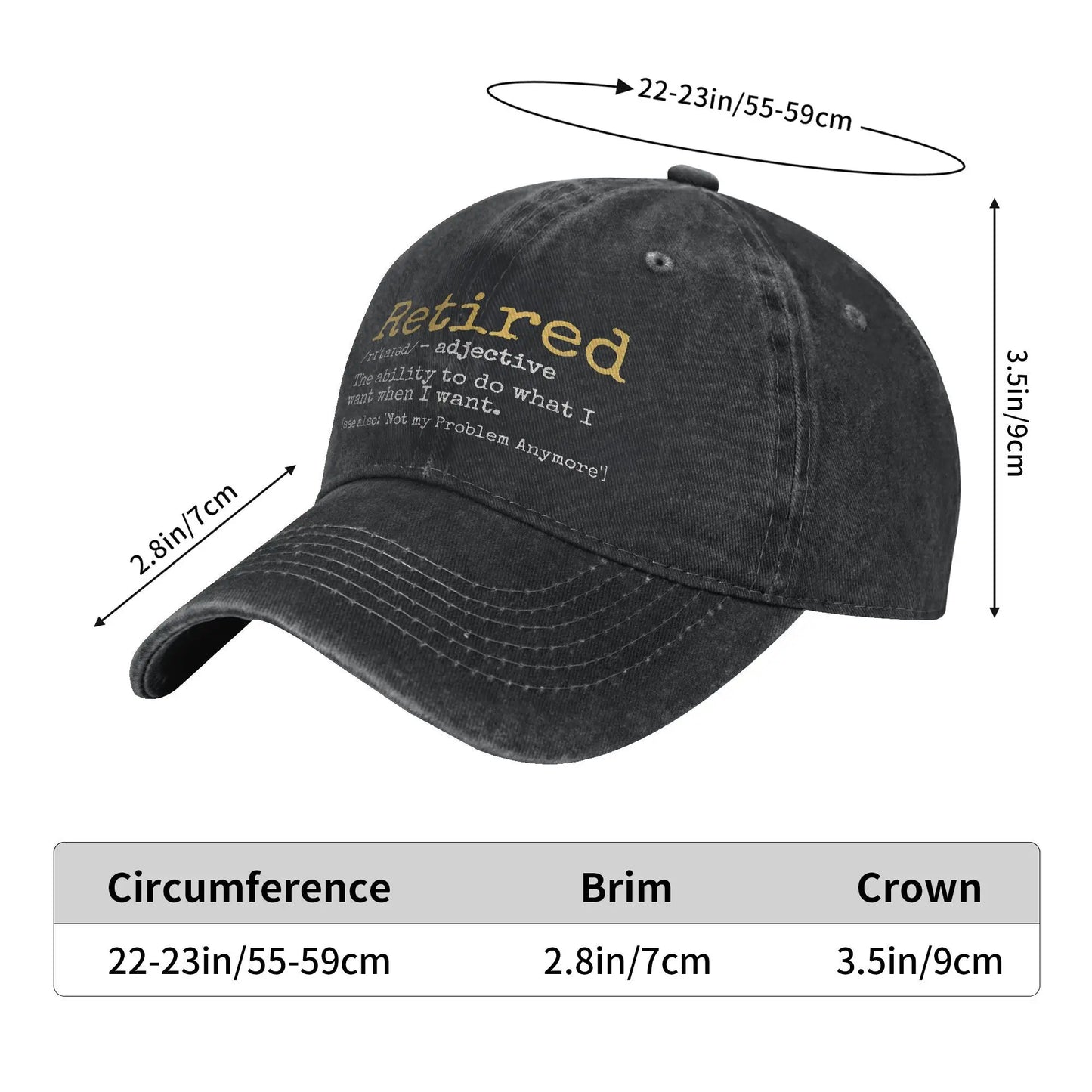 Retired Definition Funny Retirement Distressed Baseball Cap