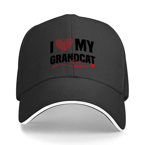 I Love My Grandcat Heart Paw Cat Lovers Baseball Hat