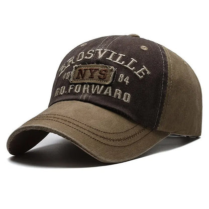 Distressed Washed Cotton Letter Baseball Cap