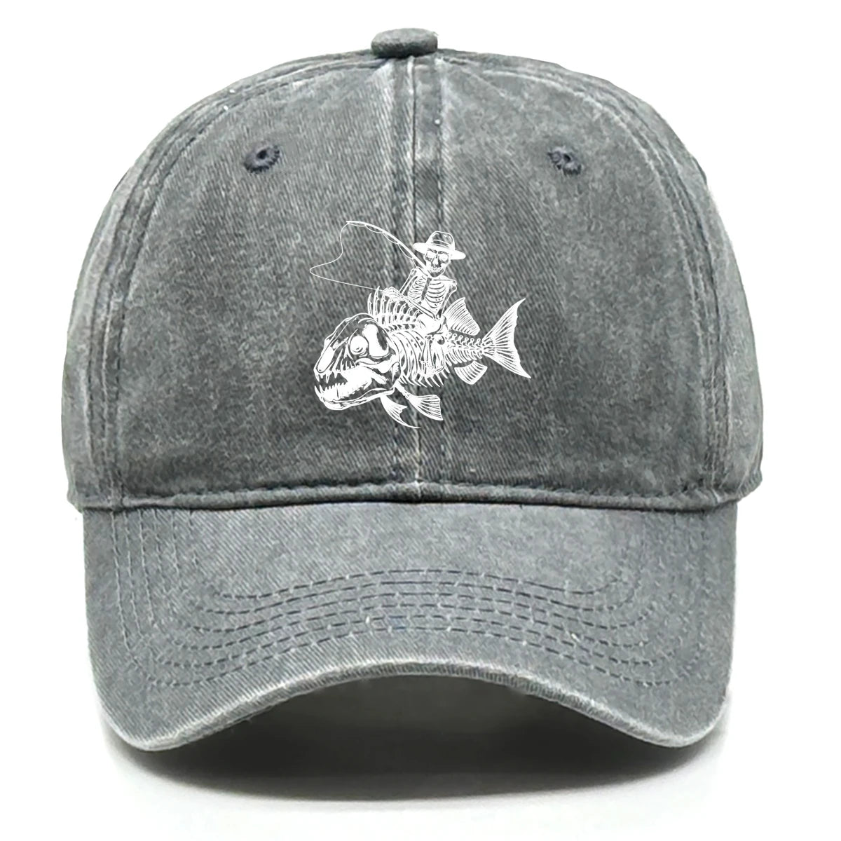 Fishing Skulls Washed Cotton Snapback Caps