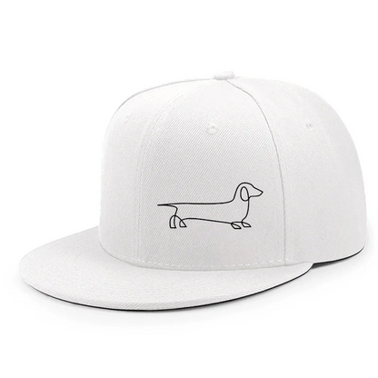 Dachshund Line Art Flat Brim Snapback Cap
