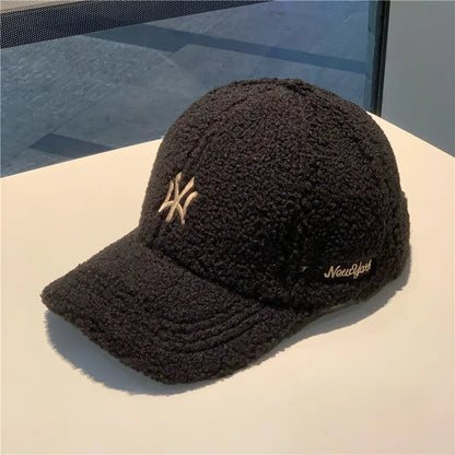 Faux Cashmere Letter Logo Winter Baseball Cap