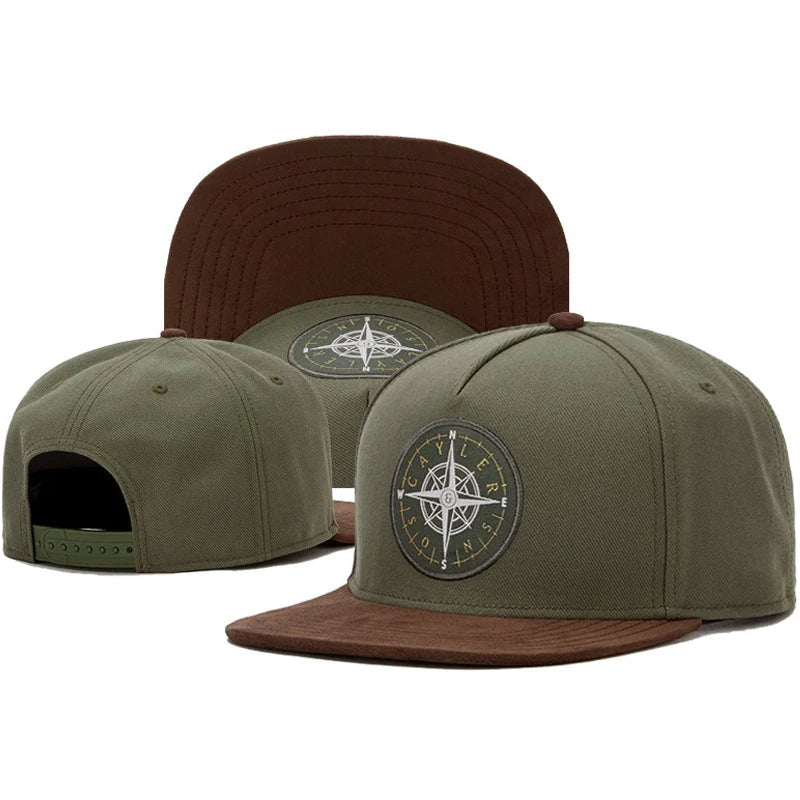 Fashion Compass Embroidery Button Duck Tongue Hat