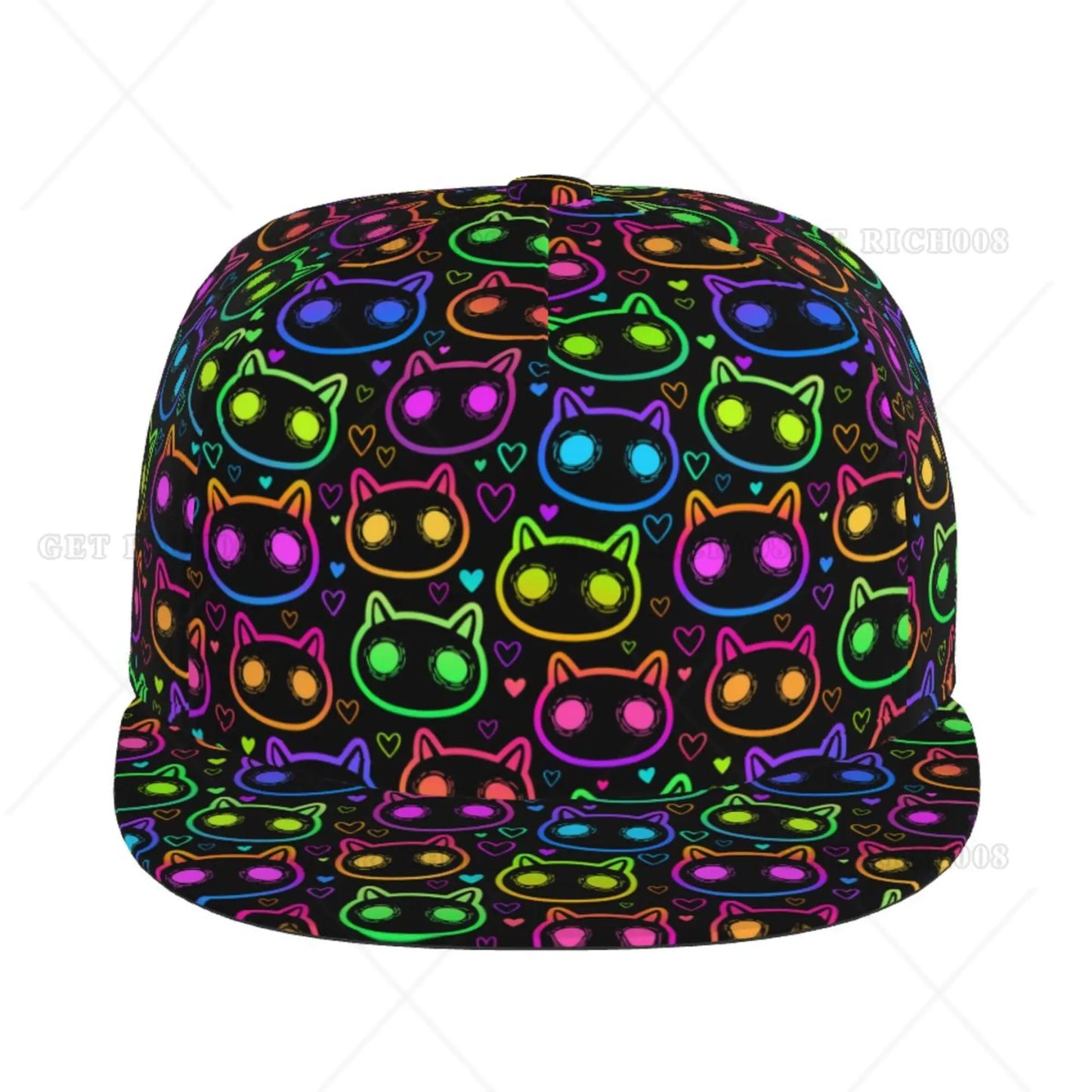 Neon Cats Flat Brim Baseball Cap