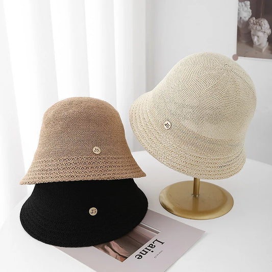 Women's Hollow Knit Bucket Hat