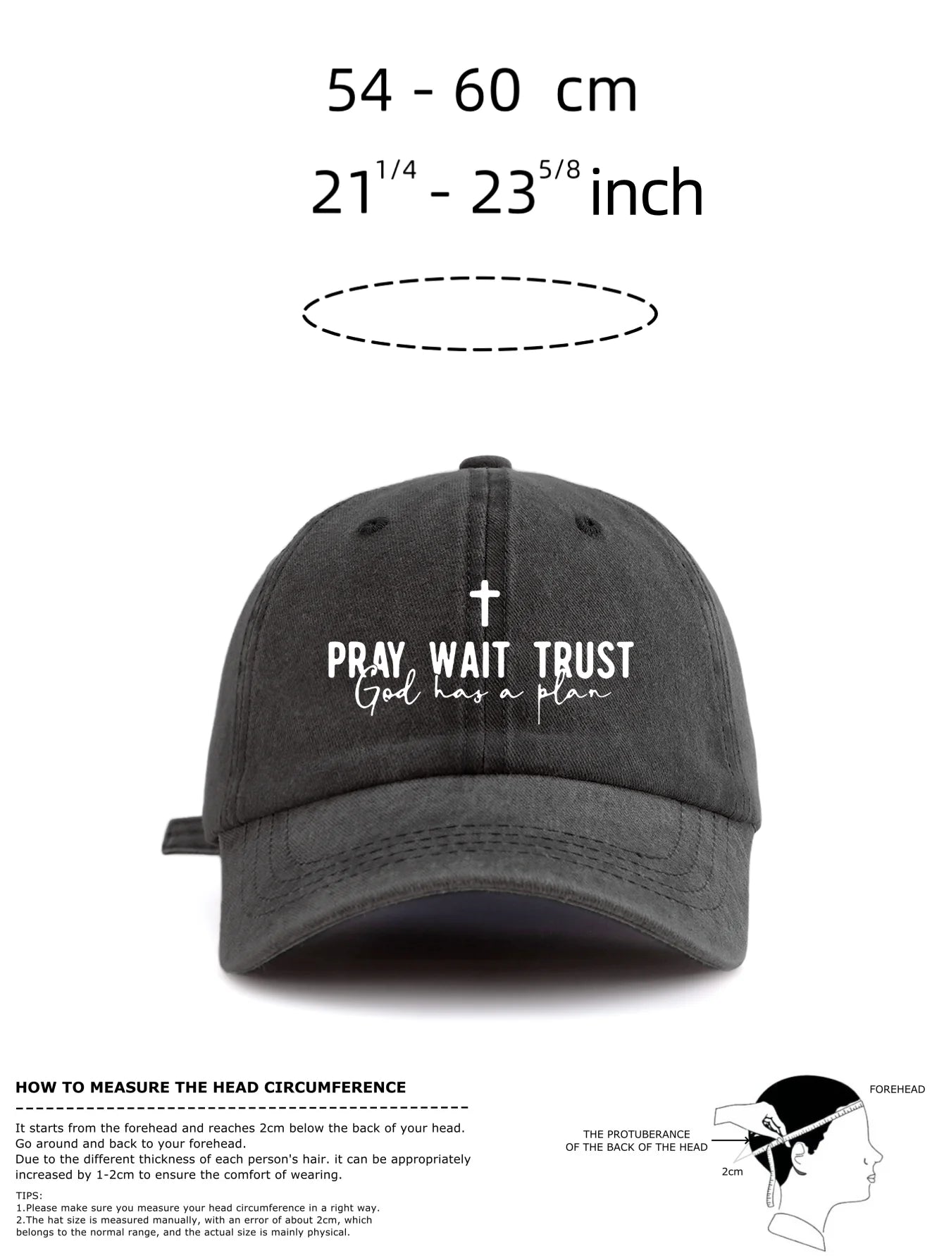 Pray Wait Trust Washed Retro Baseball Cap