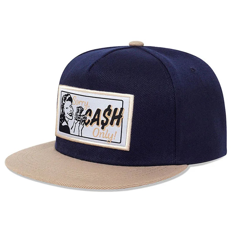 CASH Embroidered Flat Brim Street Hip Hop Baseball Hat