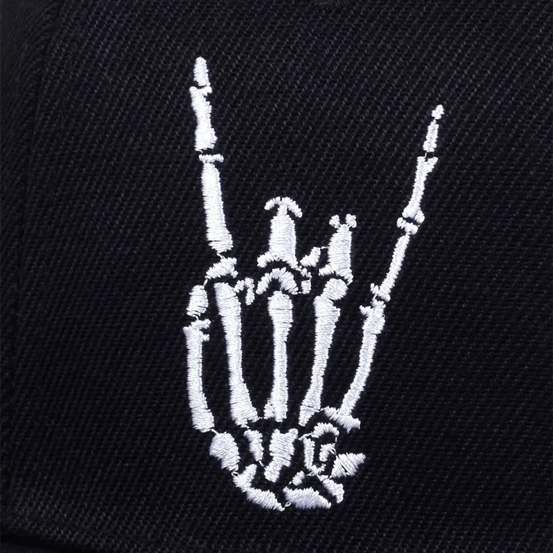 Unisex Skeleton Hand Embroidered Hip Hop Snapback Cap