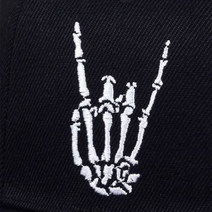 Unisex Skeleton Hand Embroidered Hip Hop Snapback Cap