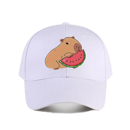 Capybara Eating Watermelon Vinyl Sticker Snapback Baseball Cap