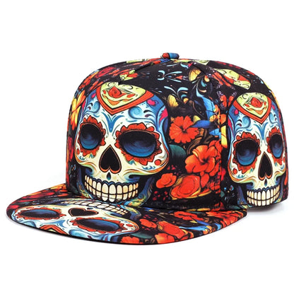 Skeleton Print Street Flat Brim Cap