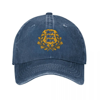 Estonia Emblem Charcoal Washed Vintage Baseball Cap