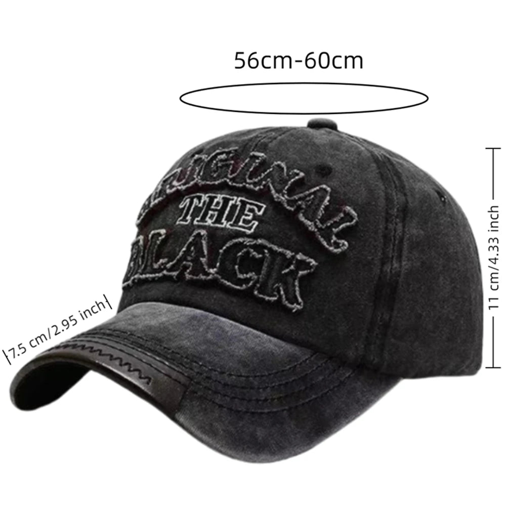 Unisex Vintage Washed Cotton Letter Embroidered Baseball Cap