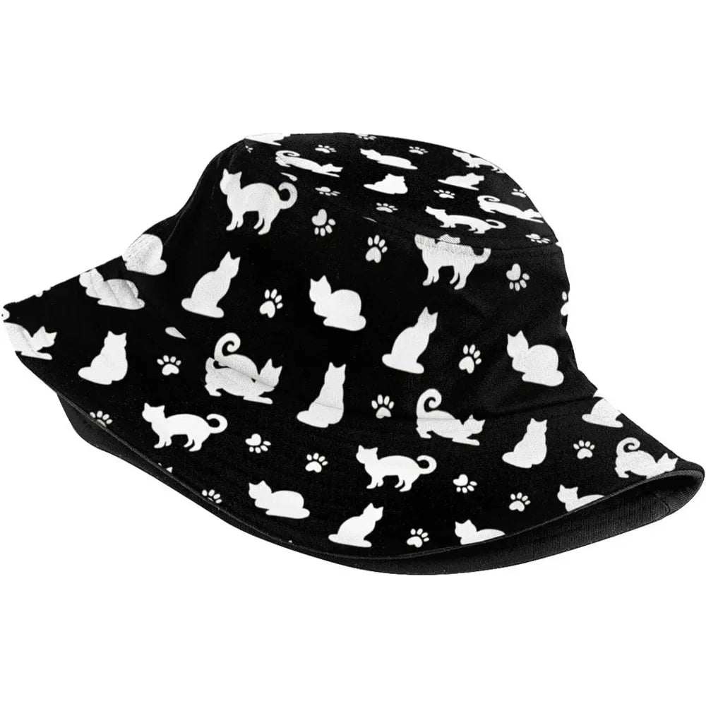 Cute Cat Printing Hip Hop Outdoor Fisherman Hat