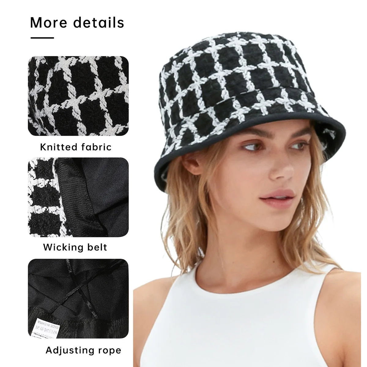 Plaid Knitted Winter Fisherman Hat
