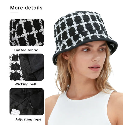 Plaid Knitted Winter Fisherman Hat