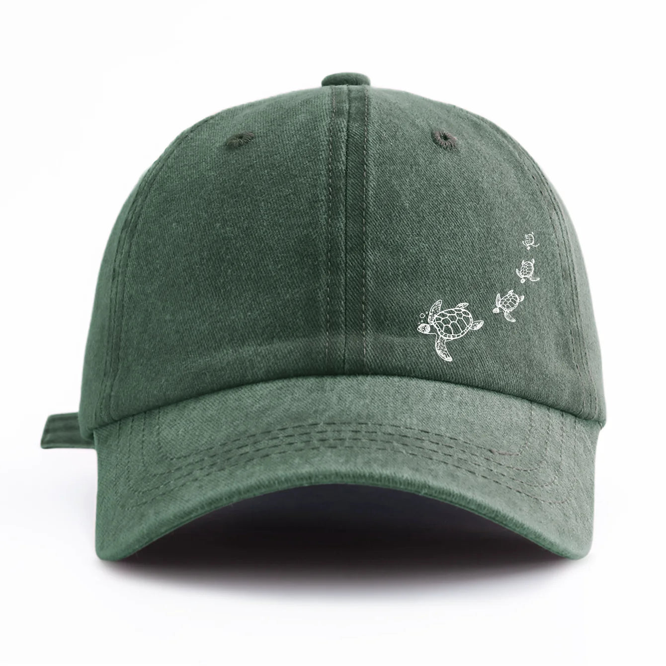 Turtle Print Minimalist Retro Washed Baseball Cap