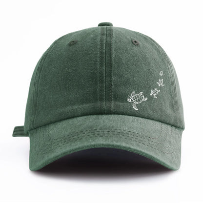 Turtle Print Minimalist Retro Washed Baseball Cap