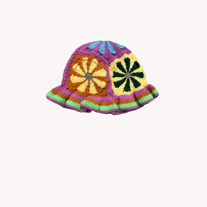 Handmade Flower Knit Winter Bucket Hat