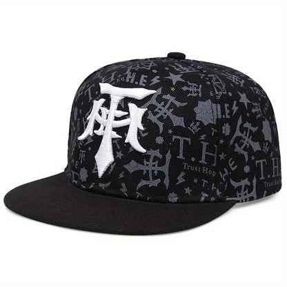 Trendy Embroidered Flat Brim Hip Hop Baseball Cap