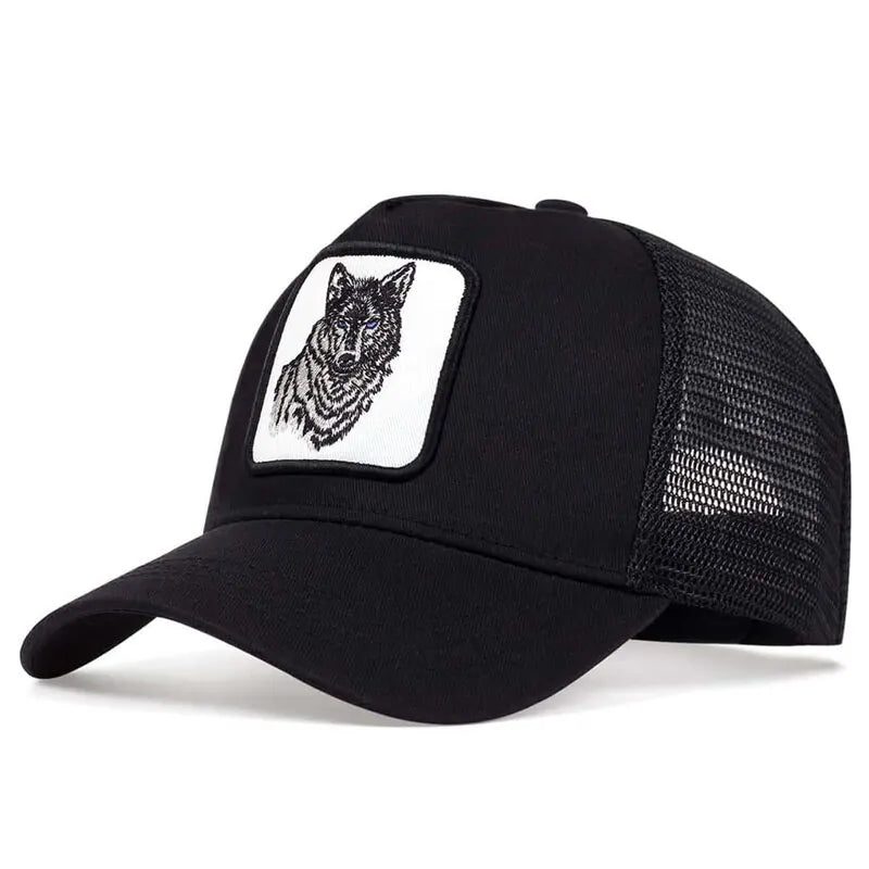 Unisex Wolf Embroidery Baseball Net Caps