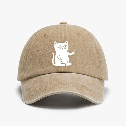 Cute Cartoon Cat Vintage Washed Denim Baseball Cap