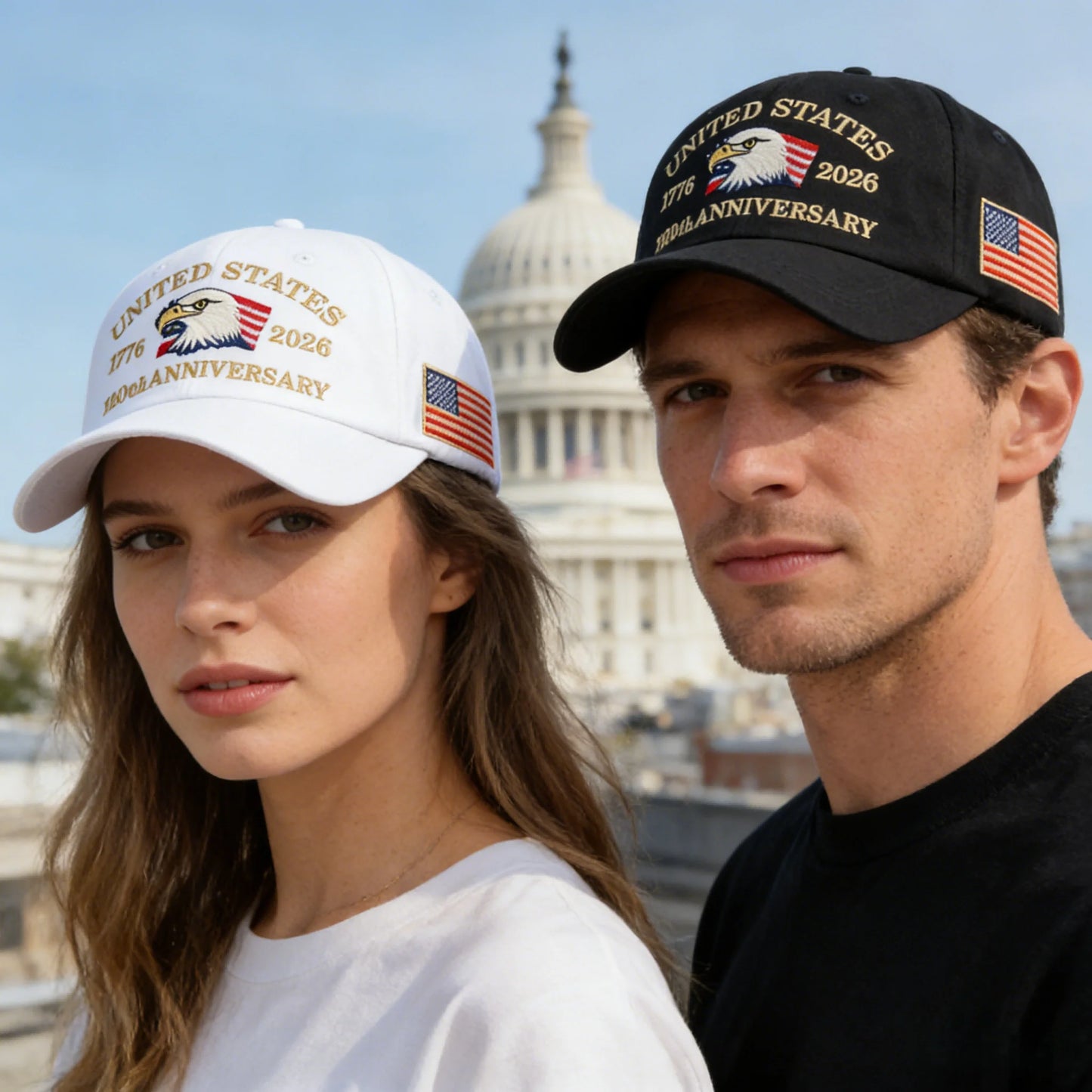 American 250th Anniversary Eagle Embroidered Baseball Cap