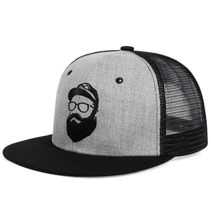 Uncle Beard Embroidery Hip Hop Mesh Snapback Cap