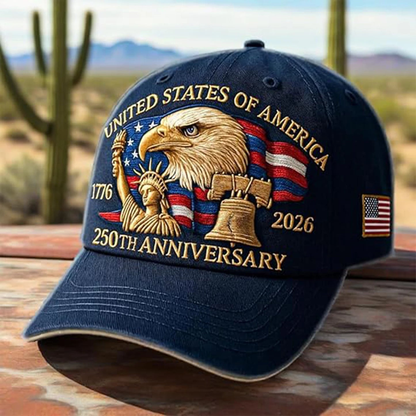 Vintage Eagle Patriotic 250th Anniversary Snapback Cap