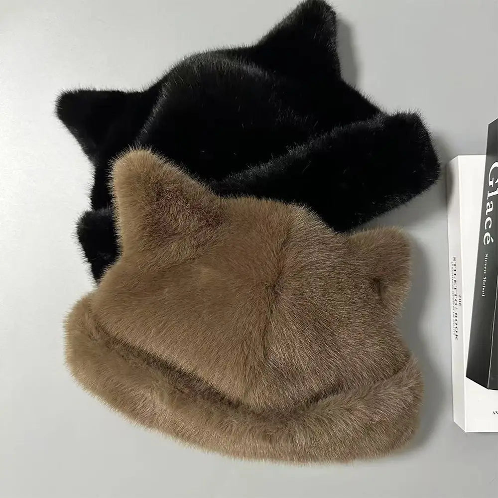 Cute Ears Fluffy Winter Bucket Hat