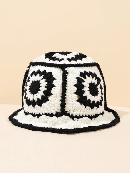 Handmade Vintage Geometric Crochet Bucket Hat