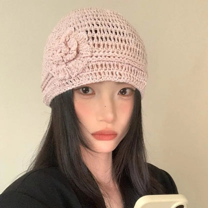 Y2k Flower Handwoven Hollow Sequin Crochet Bucket Hat