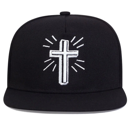 Jesus Cross Embroidered Cotton Snapback Baseball Hat