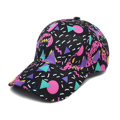 Spring Polyester Graffiti Print Adjustable Unisex Baseball Cap